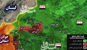 ارتباط تروریست‌ها در جنوب غرب دمشق با دنیای خارج قطع شد/ هلاکت ۶ فرمانده بلندپایه جبهه النصره در قنیطره + نقشه میدانی