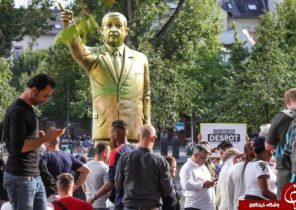مجسمه طلایی اردوغان در آلمان برچیده شد+ تصاویر