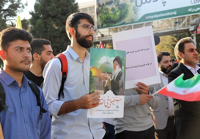 وقتی جبهه مقاومت دیگر مرز ندارد/ دانشجویان البرز صدای مظلومیت غزه شدند + تصاویر